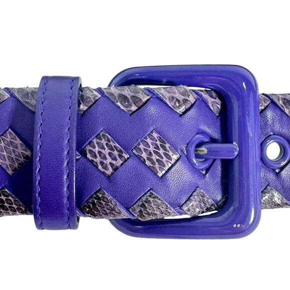 BOTTEGA VENETA Purple Woven Leather & Snakeskin Braided Women Belt 85/34 main image 5